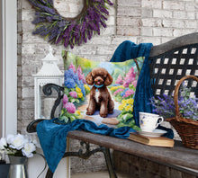 Load image into Gallery viewer, Chocolate Poodle Spring Path Throw Pillow