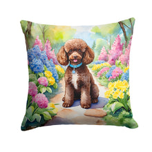 Load image into Gallery viewer, Chocolate Poodle Spring Path Throw Pillow