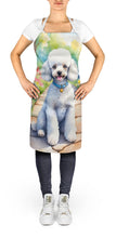 Load image into Gallery viewer, White Poodle Spring Path Apron – Artist-Designed Kitchen, BBQ &amp; Craft Apron