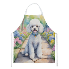 Load image into Gallery viewer, White Poodle Spring Path Apron – Artist-Designed Kitchen, BBQ &amp; Craft Apron