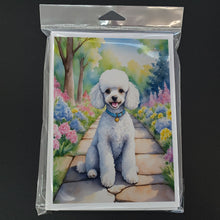 Load image into Gallery viewer, White Poodle Spring Path Greeting Cards - Blank Note Cards – 8-Pack of Artist-Designed Cards with Envelopes