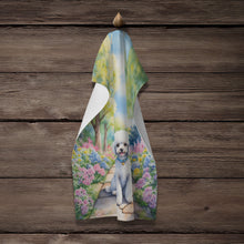 Load image into Gallery viewer, White Poodle Spring Path Kitchen Towel