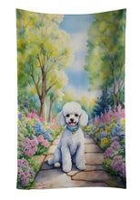 Load image into Gallery viewer, White Poodle Spring Path Kitchen Towel