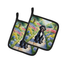 Load image into Gallery viewer, Portuguese Water Dog Spring Path Pot Holders - Set of 2 Decorative Kitchen Helpers | Made in the USA