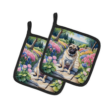 Load image into Gallery viewer, Pug Spring Path Pot Holders - Set of 2 Decorative Kitchen Helpers | Made in the USA
