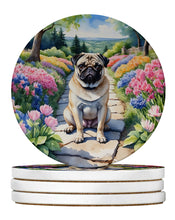 Load image into Gallery viewer, Pug Spring Path Large Sandstone Coasters Pack of 4