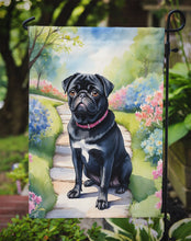 Load image into Gallery viewer, Black Pug Spring Path Garden Flag  – Dog-Themed Floral Outdoor Decor