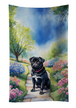 Load image into Gallery viewer, Black Pug Spring Path Kitchen Towel