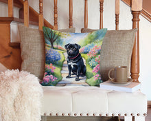 Load image into Gallery viewer, Black Pug Spring Path Throw Pillow - 14x14 Decorative Pillow – Art for Your Home &amp; Patio