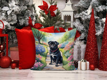 Load image into Gallery viewer, Black Pug Spring Path Throw Pillow - 14x14 Decorative Pillow – Art for Your Home &amp; Patio