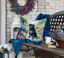 Load image into Gallery viewer, Black Pug Spring Path Throw Pillow