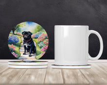 Load image into Gallery viewer, Black Pug Spring Path Large Sandstone Coasters Pack of 4