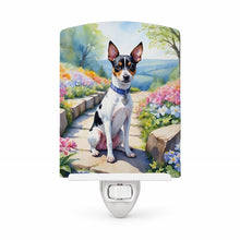 Load image into Gallery viewer, Rat Terrier Spring Path Ceramic Night Light Compact, UL-Certified, Ideal for Bedroom, Bathroom, Nursery, Hallway, Kitchen, 6x4x3, Multicolor