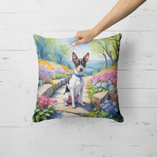 Load image into Gallery viewer, Rat Terrier Spring Path Throw Pillow