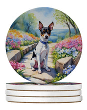 Load image into Gallery viewer, Rat Terrier Spring Path Large Sandstone Coasters Pack of 4