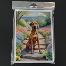 Load image into Gallery viewer, Rhodesian Ridgeback Spring Path Greeting Cards - Blank Note Cards – 8-Pack of Artist-Designed Cards with Envelopes