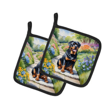 Load image into Gallery viewer, Rottweiler Spring Path Pot Holders - Set of 2 Decorative Kitchen Helpers | Made in the USA