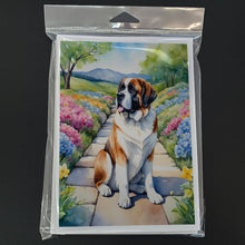 Load image into Gallery viewer, Saint Bernard Spring Path Greeting Cards - Blank Note Cards – 8-Pack of Artist-Designed Cards with Envelopes