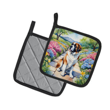 Load image into Gallery viewer, Saint Bernard Spring Path Pot Holders - Set of 2 Decorative Kitchen Helpers | Made in the USA
