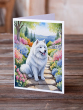 Load image into Gallery viewer, Samoyed Spring Path Greeting Cards - Blank Note Cards – 8-Pack of Artist-Designed Cards with Envelopes