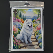 Load image into Gallery viewer, Samoyed Spring Path Greeting Cards - Blank Note Cards – 8-Pack of Artist-Designed Cards with Envelopes