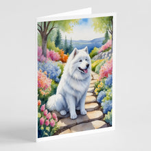 Load image into Gallery viewer, Samoyed Spring Path Greeting Cards - Blank Note Cards – 8-Pack of Artist-Designed Cards with Envelopes