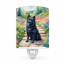 Load image into Gallery viewer, Schipperke Spring Path Ceramic Night Light Compact, UL-Certified, Ideal for Bedroom, Bathroom, Nursery, Hallway, Kitchen, 6x4x3, Multicolor