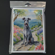 Load image into Gallery viewer, Scottish Deerhound Spring Path Greeting Cards - Blank Note Cards – 8-Pack of Artist-Designed Cards with Envelopes