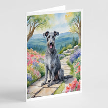 Load image into Gallery viewer, Scottish Deerhound Spring Path Greeting Cards - Blank Note Cards – 8-Pack of Artist-Designed Cards with Envelopes