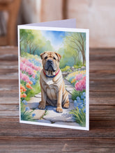 Load image into Gallery viewer, Shar Pei Spring Path Greeting Cards - Blank Note Cards – 8-Pack of Artist-Designed Cards with Envelopes