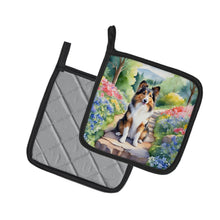Load image into Gallery viewer, Sheltie Spring Path Pot Holders - Set of 2 Decorative Kitchen Helpers | Made in the USA