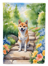 Load image into Gallery viewer, Shiba Inu Spring Path Garden Flag  – Dog-Themed Floral Outdoor Decor