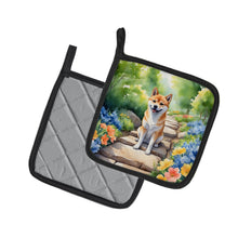 Load image into Gallery viewer, Shiba Inu Spring Path Pot Holders - Set of 2 Decorative Kitchen Helpers | Made in the USA