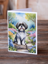 Load image into Gallery viewer, Shih Tzu Spring Path Greeting Cards - Blank Note Cards – 8-Pack of Artist-Designed Cards with Envelopes