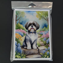 Load image into Gallery viewer, Shih Tzu Spring Path Greeting Cards - Blank Note Cards – 8-Pack of Artist-Designed Cards with Envelopes