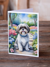 Load image into Gallery viewer, Shih Tzu Spring Path Greeting Cards - Blank Note Cards – 8-Pack of Artist-Designed Cards with Envelopes