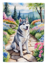 Load image into Gallery viewer, Siberian Husky Spring Path House Flag