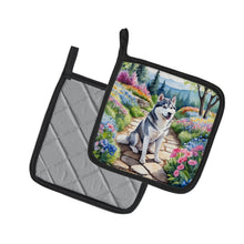 Load image into Gallery viewer, Siberian Husky Spring Path Pot Holders - Set of 2 Decorative Kitchen Helpers | Made in the USA