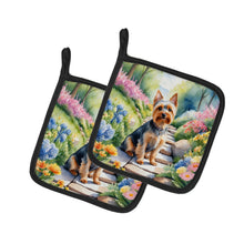 Load image into Gallery viewer, Silky Terrier Spring Path Pot Holders - Set of 2 Decorative Kitchen Helpers | Made in the USA