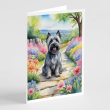 Load image into Gallery viewer, Skye Terrier Spring Path Greeting Cards - Blank Note Cards – 8-Pack of Artist-Designed Cards with Envelopes