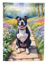 Load image into Gallery viewer, Staffordshire Bull Terrier Spring Path Garden Flag  – Dog-Themed Floral Outdoor Decor
