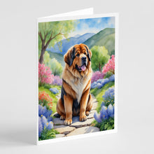 Load image into Gallery viewer, Tibetan Mastiff Spring Path Greeting Cards - Blank Note Cards – 8-Pack of Artist-Designed Cards with Envelopes