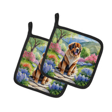 Load image into Gallery viewer, Tibetan Mastiff Spring Path Pot Holders - Set of 2 Decorative Kitchen Helpers | Made in the USA