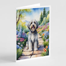 Load image into Gallery viewer, Tibetan Terrier Spring Path Greeting Cards - Blank Note Cards – 8-Pack of Artist-Designed Cards with Envelopes