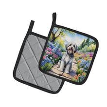 Load image into Gallery viewer, Tibetan Terrier Spring Path Pot Holders - Set of 2 Decorative Kitchen Helpers | Made in the USA