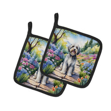 Load image into Gallery viewer, Tibetan Terrier Spring Path Pot Holders - Set of 2 Decorative Kitchen Helpers | Made in the USA