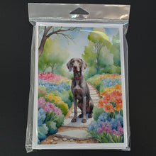 Load image into Gallery viewer, Weimaraner Spring Path Greeting Cards - Blank Note Cards – 8-Pack of Artist-Designed Cards with Envelopes