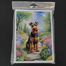 Load image into Gallery viewer, Welsh Terrier Spring Path Greeting Cards - Blank Note Cards – 8-Pack of Artist-Designed Cards with Envelopes