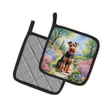Load image into Gallery viewer, Welsh Terrier Spring Path Pot Holders - Set of 2 Decorative Kitchen Helpers | Made in the USA