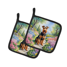 Load image into Gallery viewer, Welsh Terrier Spring Path Pot Holders - Set of 2 Decorative Kitchen Helpers | Made in the USA